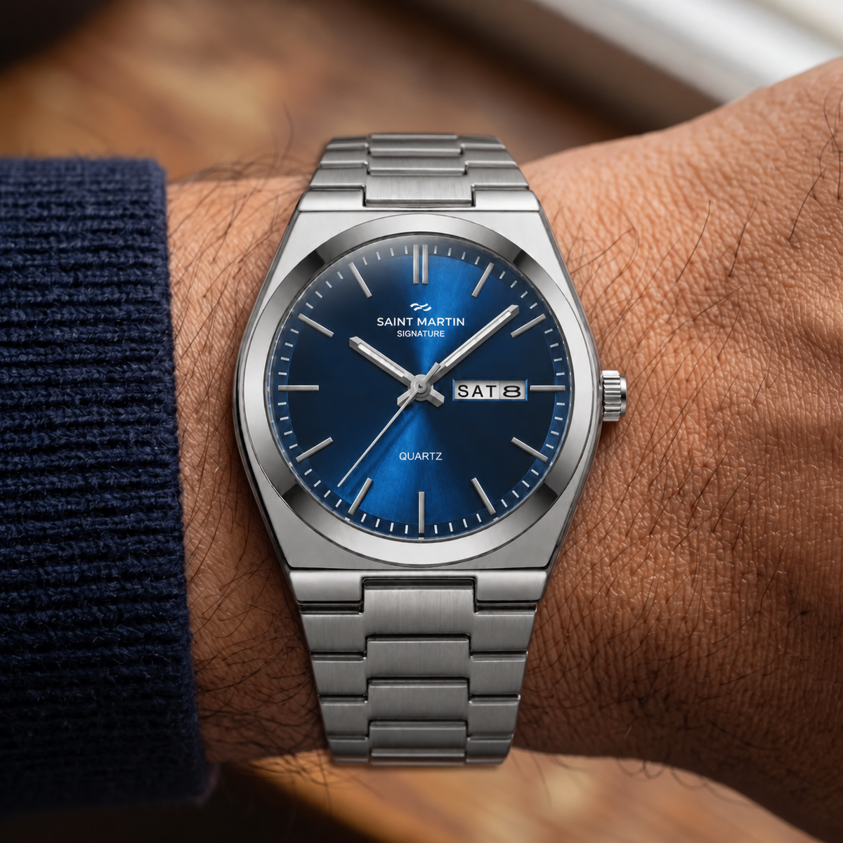 Saint Martin Crest Series Blue Dial Stainless Steel Watch